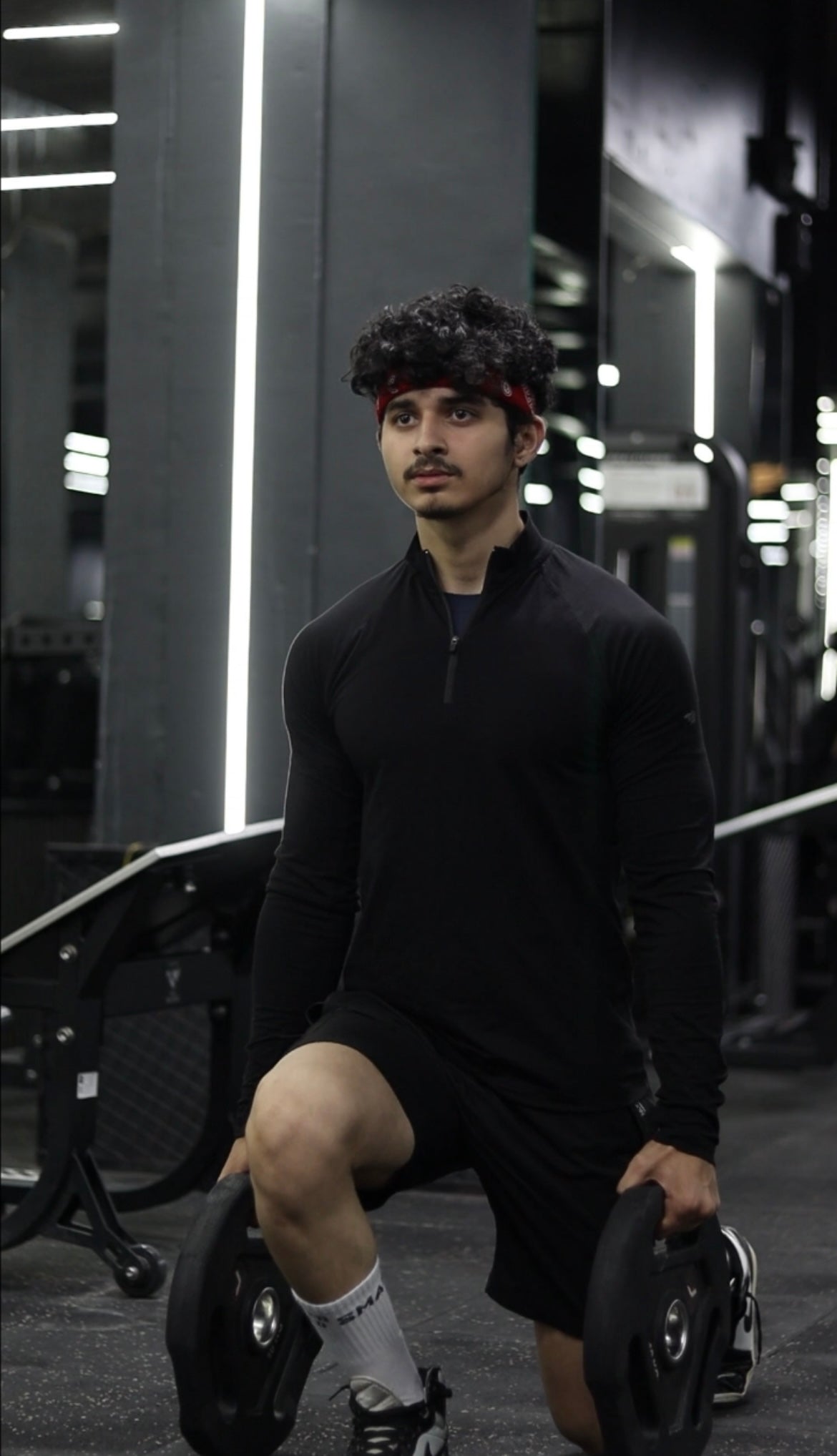 Quarter Zip T-Shirt (Cotton Feel) Black