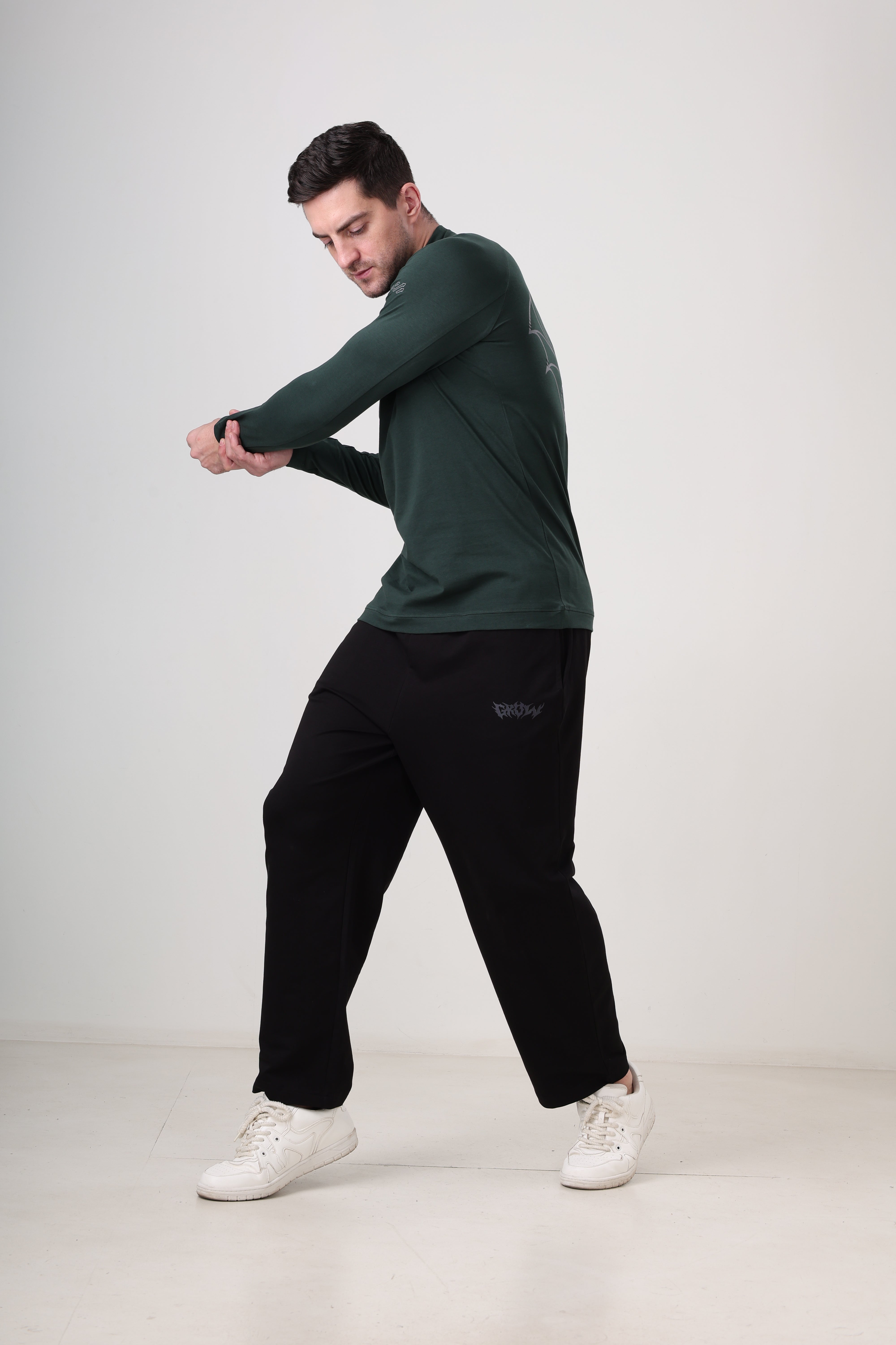 Quarter Zip T-Shirt (Cotton Feel) Bottle Green