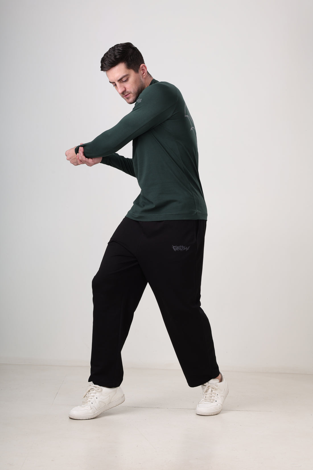 Quarter Zip T-Shirt (Cotton Feel) Bottle Green