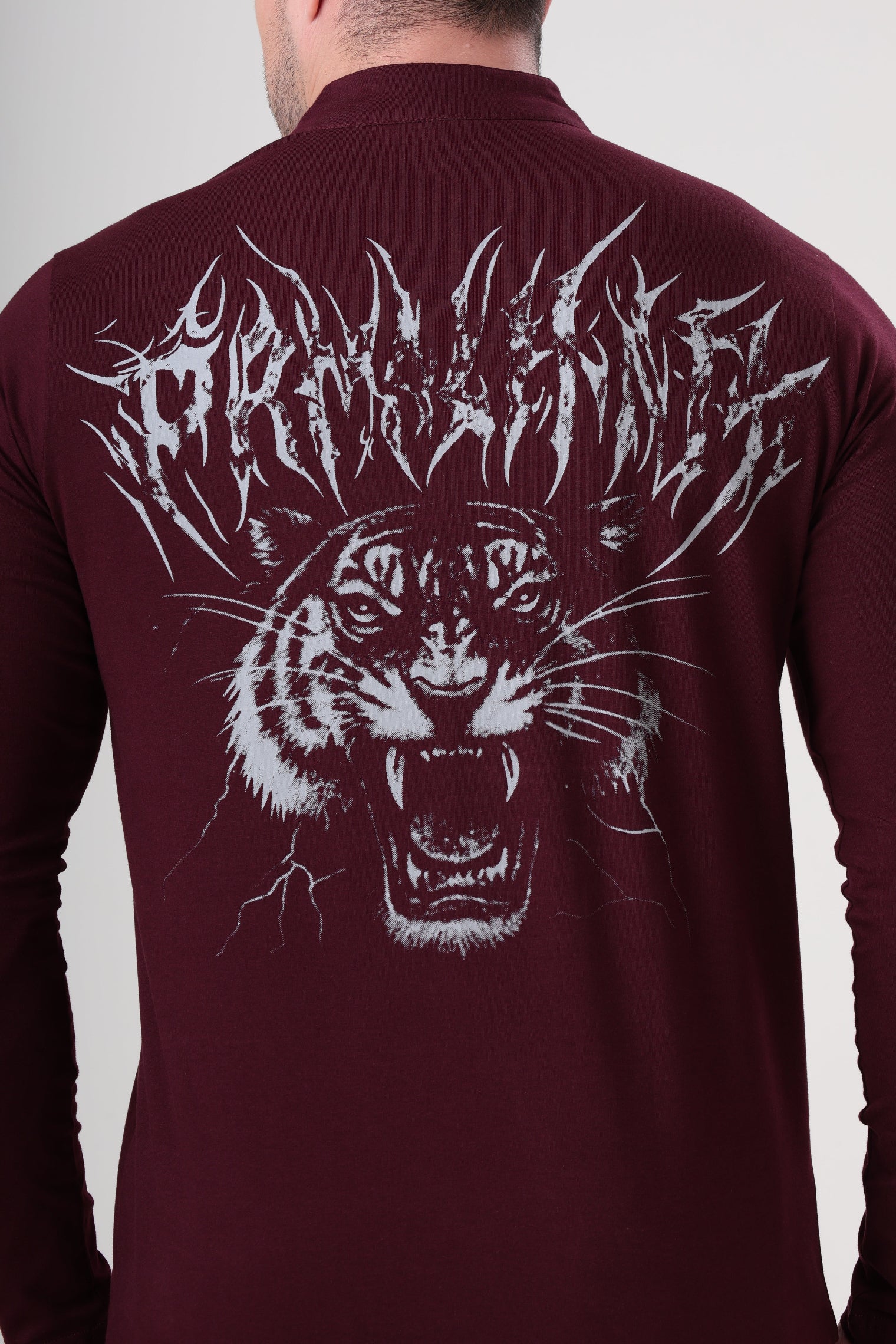 Wolf Quarter Zip T-Shirt (Cotton Feel) Wine