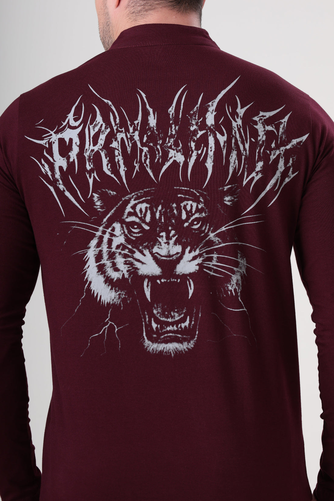 Wolf Quarter Zip T-Shirt (Cotton Feel) Wine