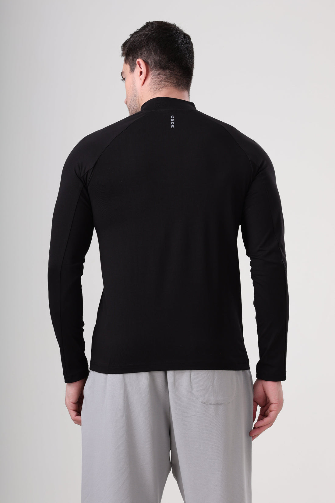 Raglan Quarter Zip T-Shirt (Cotton Feel) Black