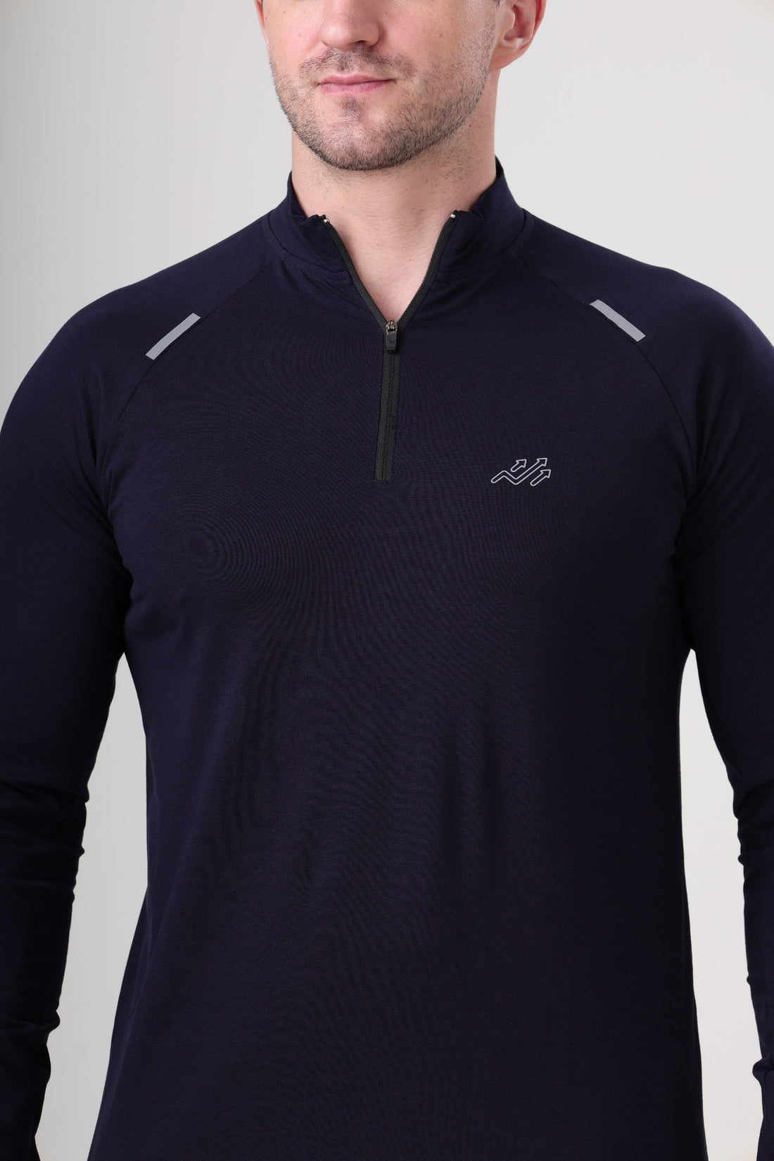 Raglan Quarter Zip T-Shirt (Cotton Feel) Navy