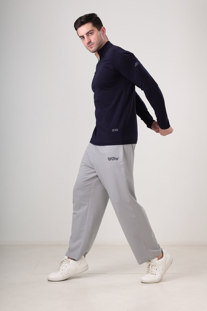 Wolf Quarter Zip T-Shirt (Cotton Feel) Navy