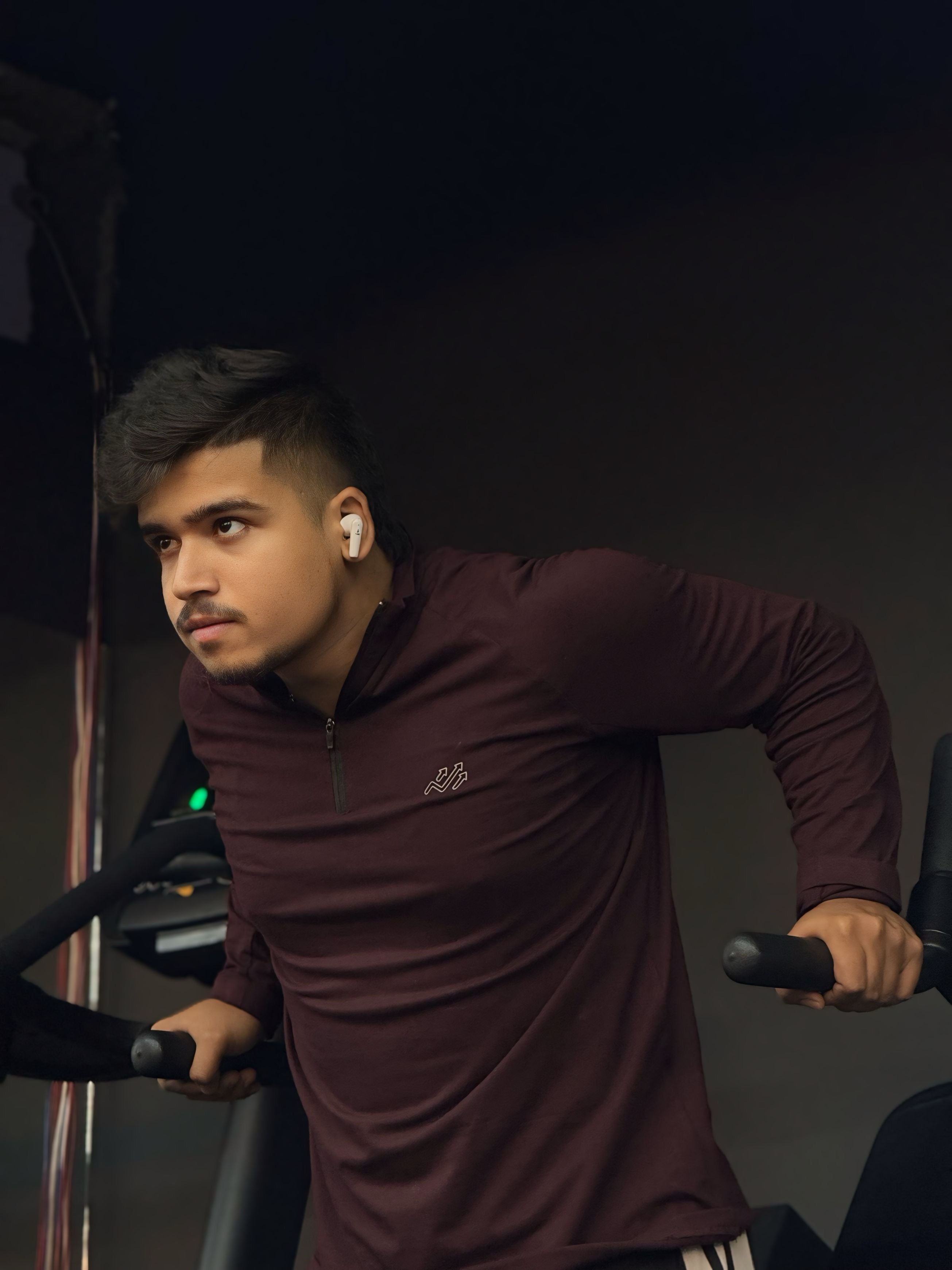 Raglan Quarter Zip T-Shirt (Cotton Feel) Wine