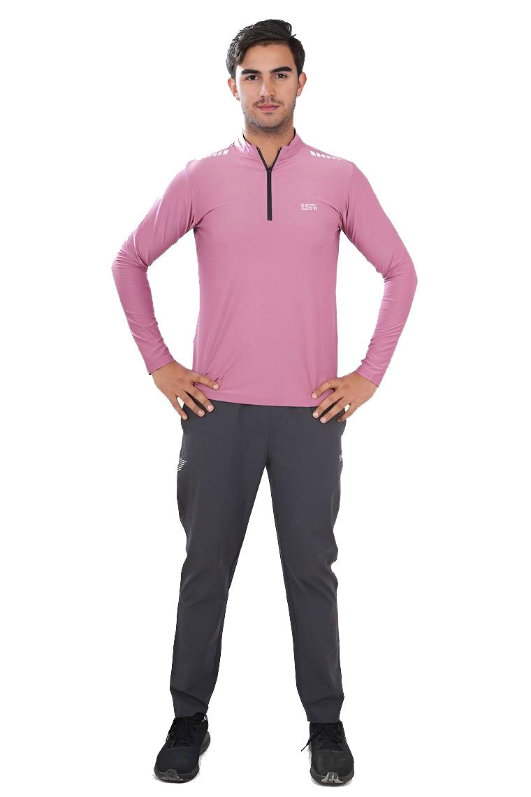 Quarter Zip Solid Full Sleeve T-Shirt Onion