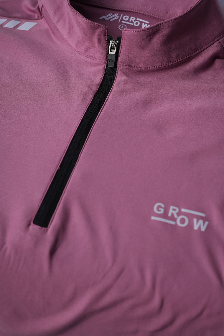 Quarter Zip Solid Full Sleeve T-Shirt Onion
